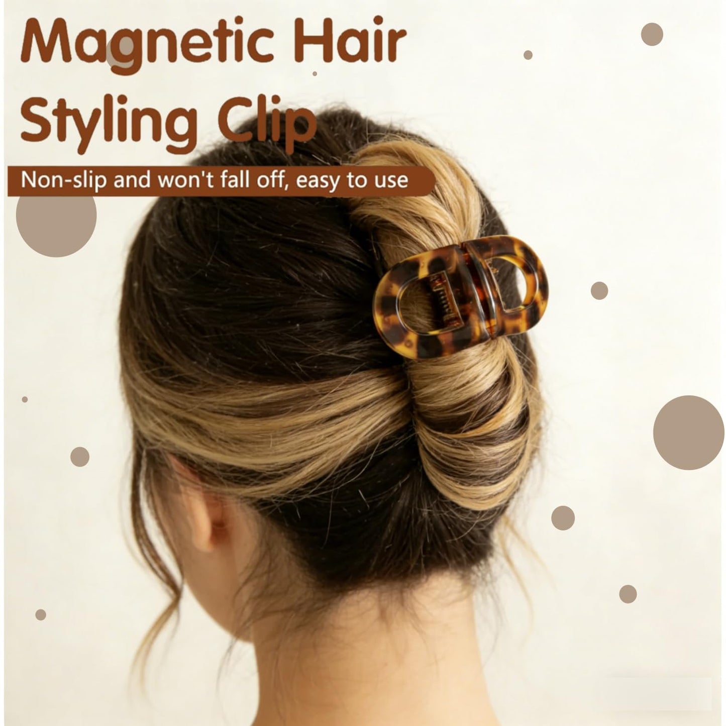 2Pcs Magnetic Hair Clips for Women, No-Crease Design Works for All hairstyles, Strong Hold No-Slip Magnetic Hair Clips, Seamless 2-in-1 Design for Easy Daily Hairstyles