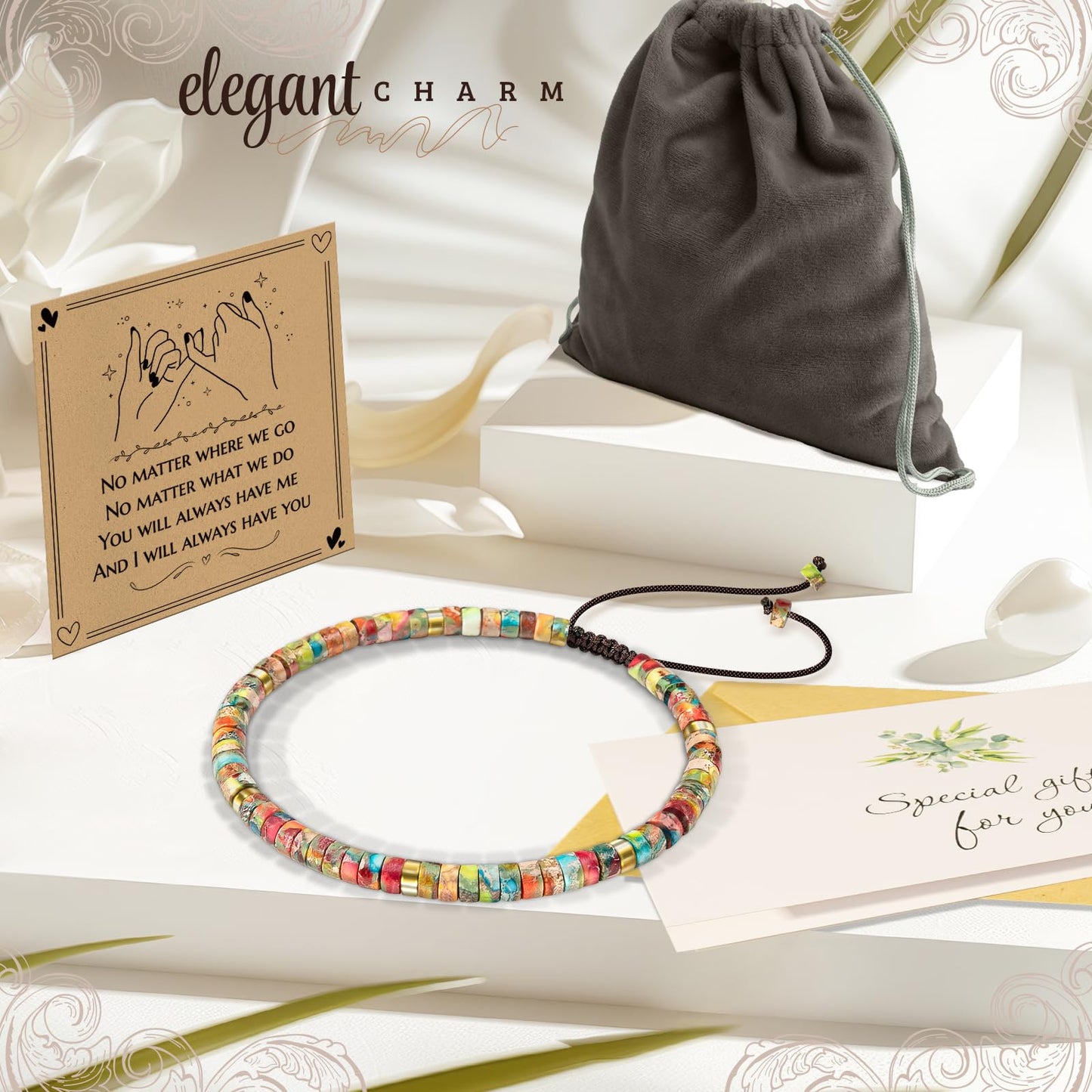 ZOKCC Cheer Up Bracelets Gifts for Women - Healing Natural Stone Bracelets - Inspirational Friendship Gifts for Women Friend Sister Bestie BFF
