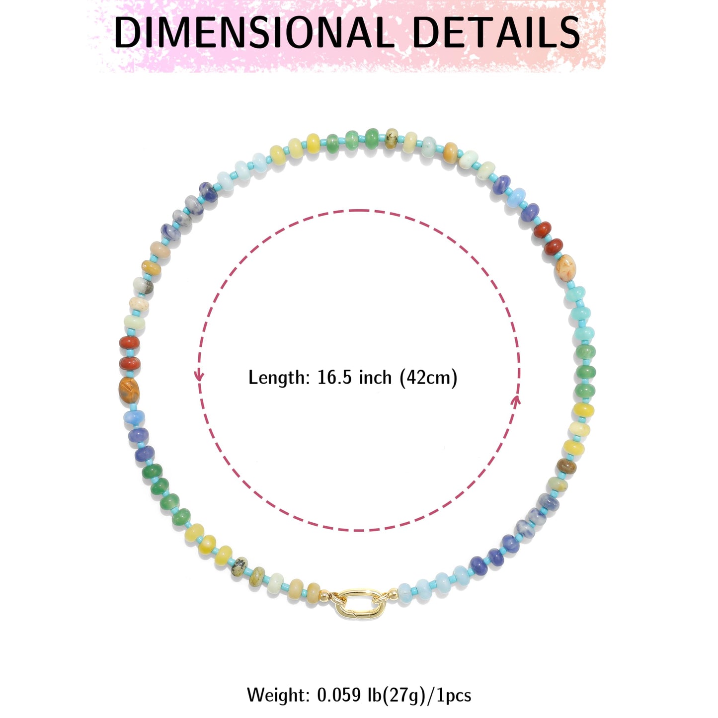 CONRAN KREMIX Colourful Stone Beaded Necklace for Women,Natural Stone Bead Choker Necklaces Boho Summer Beach Necklace Gemstone Jewelry Gift for Women