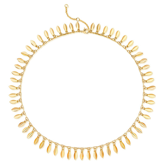 MTMY Beads Choker Necklace,14K Gold Plated Dainty Beaded Chain Choker Necklace Delicate Fashion Jewelry Gift for Women(leaf)