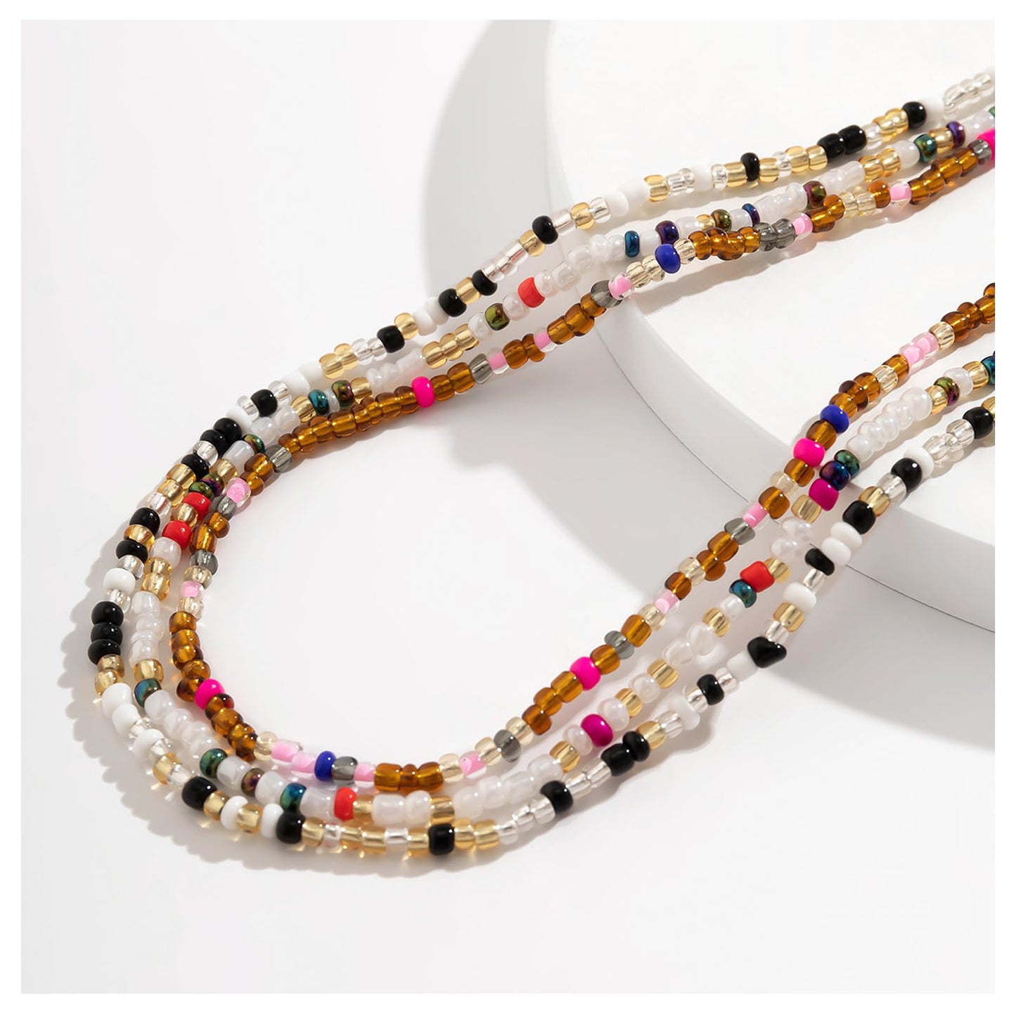 3Pcs/Set Boho Elastic Beads Waist Chains Jewelry Summer Beach Seed Beaded Belly Chain Jewelry Bikini Sexy Bead Waist Body Jewelry for Women (Brown)
