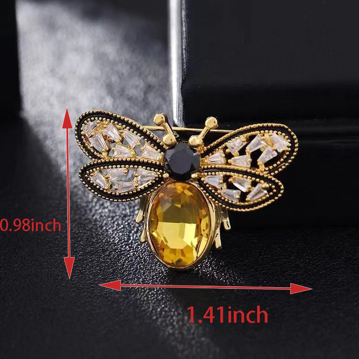 Yaximhozz 2pcs Rhinestone Bee Brooch Pin for Women Dress Elegant Stylish Crystal Brooches Animal Fashion Pins Lapel Boutonniere Ideas Wedding Christmas Birthday Jewelry Easter Gift (21 Bee Gold/Yellow)
