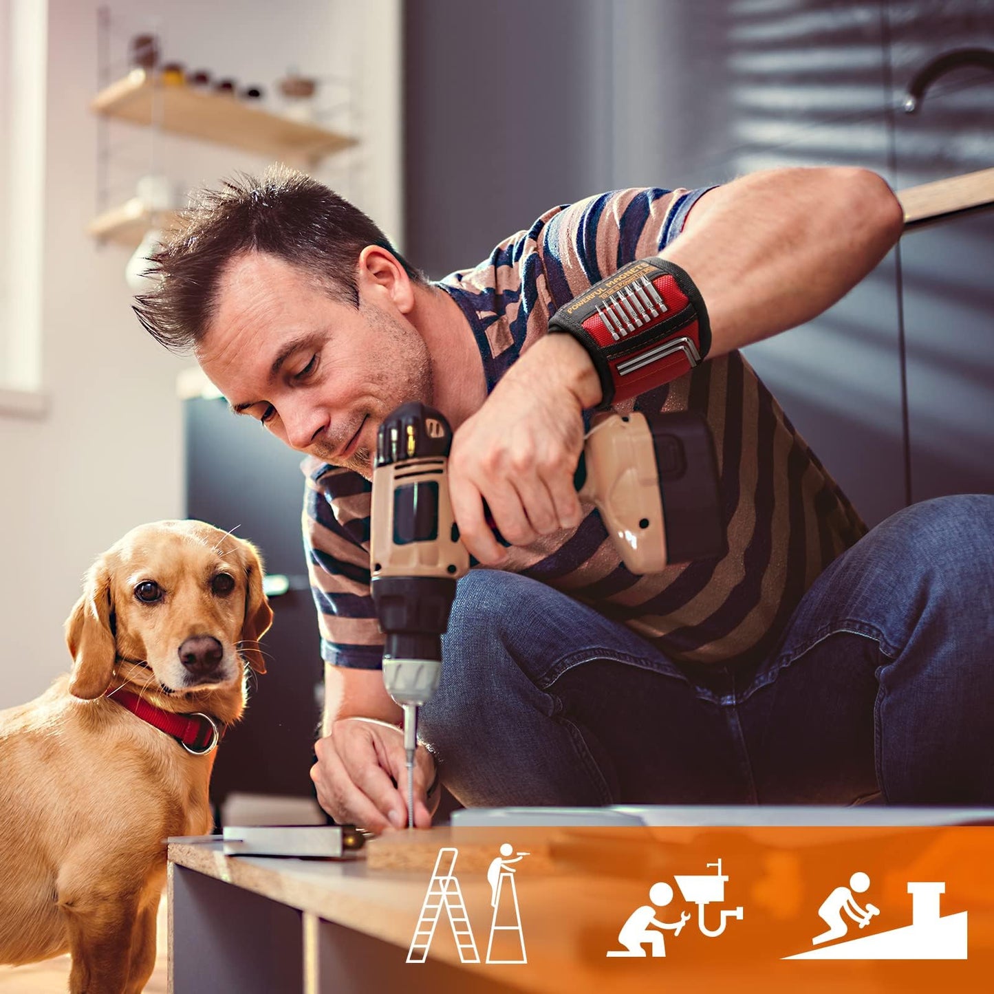 Stocking Stuffers for Men Women Gifts Magnetic Wristband: Men Gifts Tool Belt Magnet Wrist for Holding Screws Christmas Gadget for Dad Adults Him Husband Who Have Everything Wants Nothing (2 Pack)