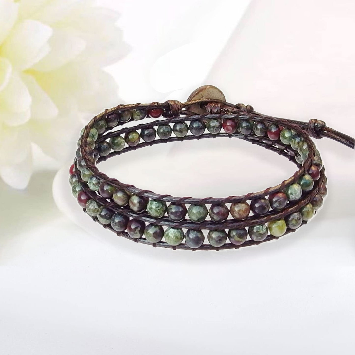 Ayriwoyi Leather Wrap Bracelet for Women Beaded Wrap Bracelets for Women Natural Stone Bracelet Womens Boho Adjustable Handmade Bracelet