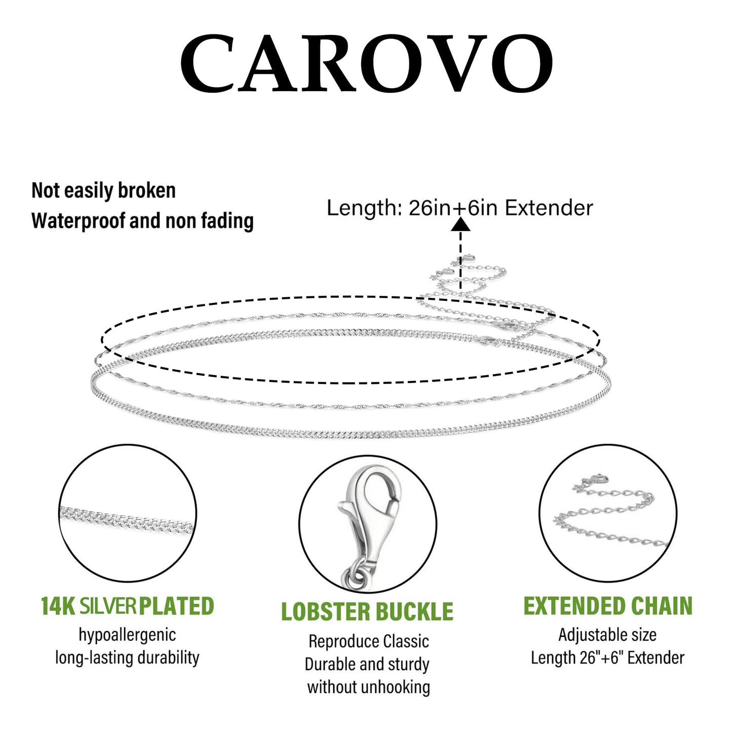 CAROVO Belly Waist Chain for Women 14K Silver Plated Layered Body Chains Boho Cuban Bead Belly Chain Sexy Bikini Body Jewelry for Women Adjustable