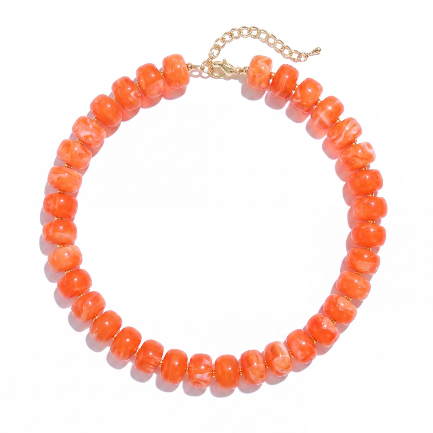 Badu Orange Chunky Beaded Necklace for Women,Acrylic Bead Choker Statement Necklace Cute Trendy Necklaces Jewelry Gifts