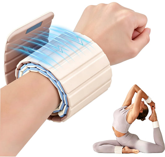 BECOJADDE Wrist Weights Ankle Weights for Women 1 Pair (1.1 lb Each) Silicone Magnetic Leg Arm Weighted Bracelet for Home Yoga Pilates Gym Workout Walking Jogging, Beige Taupe
