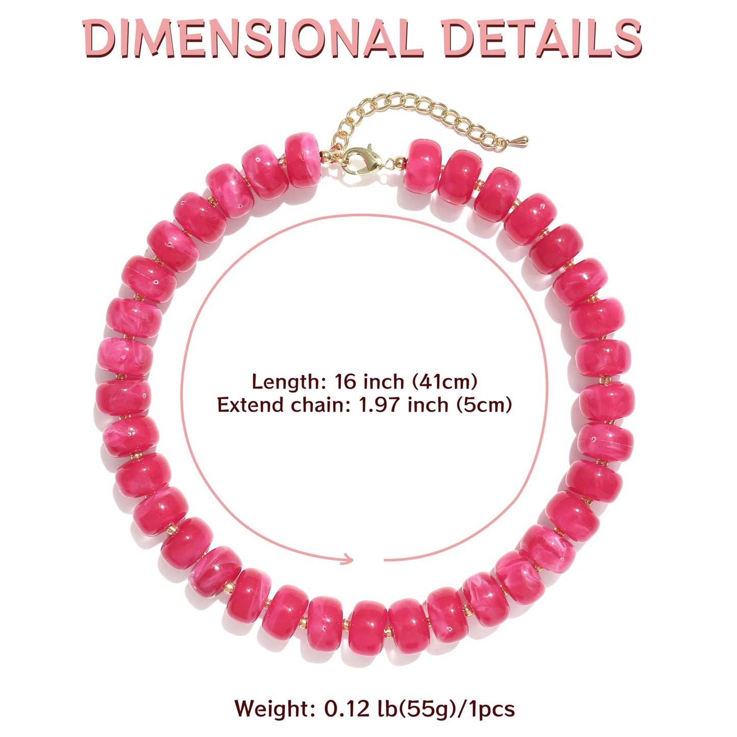 Badu Red Chunky Beaded Necklace for Women,Acrylic Bead Choker Statement Necklace Cute Trendy Necklaces Jewelry Gifts
