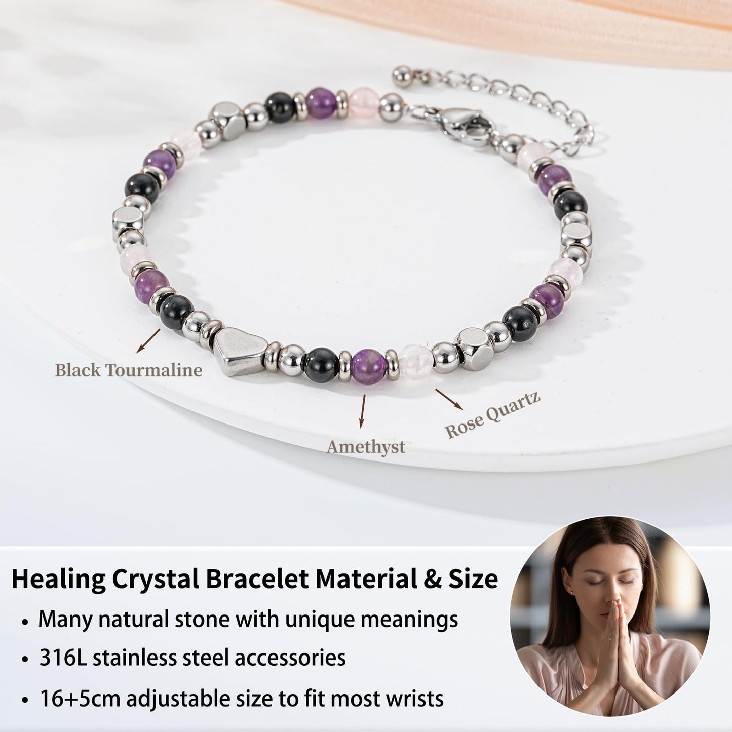 Pavkki Anxiety Relief Bracelet for Women Items Gifts Stress Healing Crystals Kalm Menopause Depression Best Friend Anti Comfort Buddha Panic Attack Worry Congratulations Jewelry Natural Stones