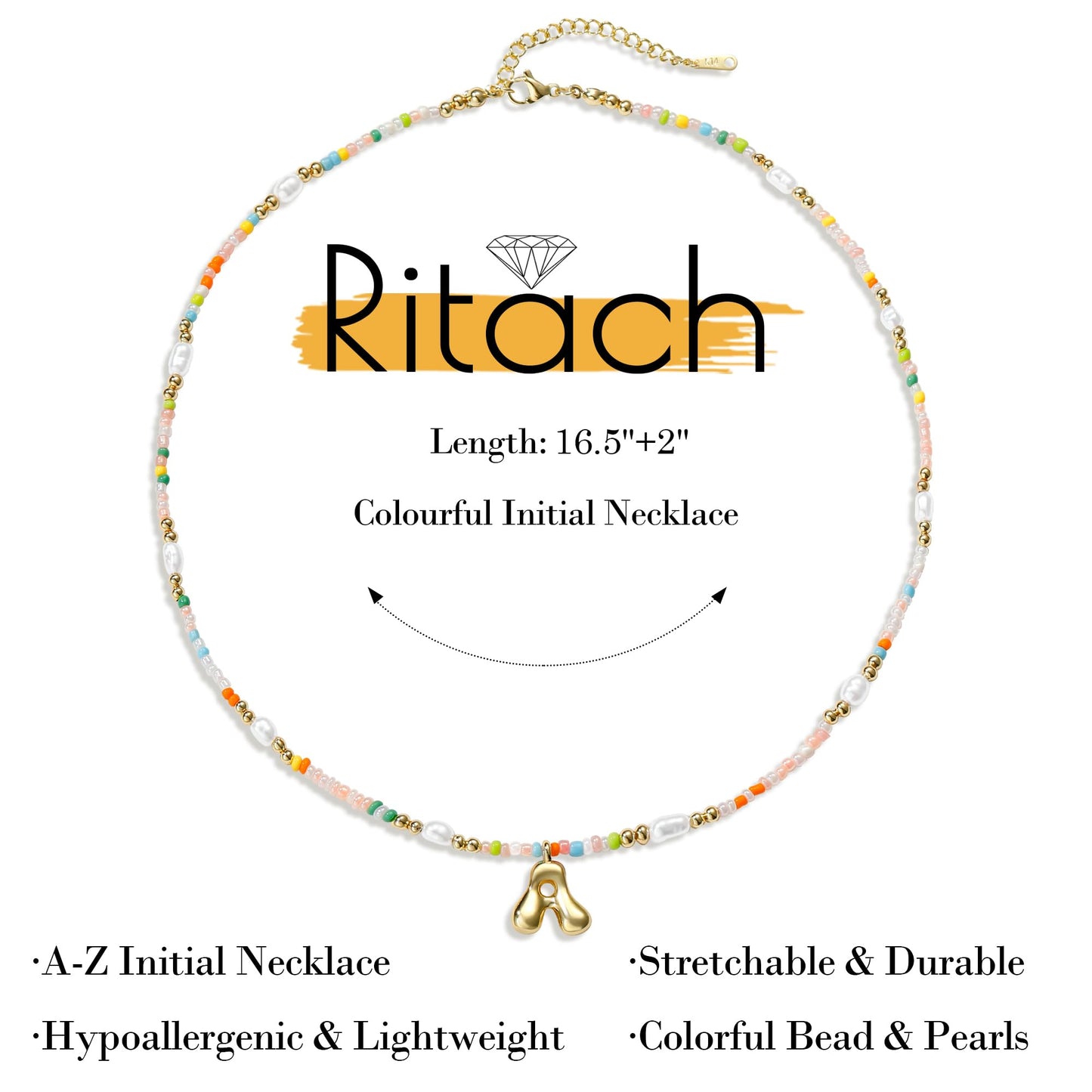 Ritach Initial Necklace for Girls Gifts - Letter Necklaces Bubble Gold Initial E Necklace for Girls Women Beaded Necklaces for Women Girl Jewelry for Little Girl Gifts