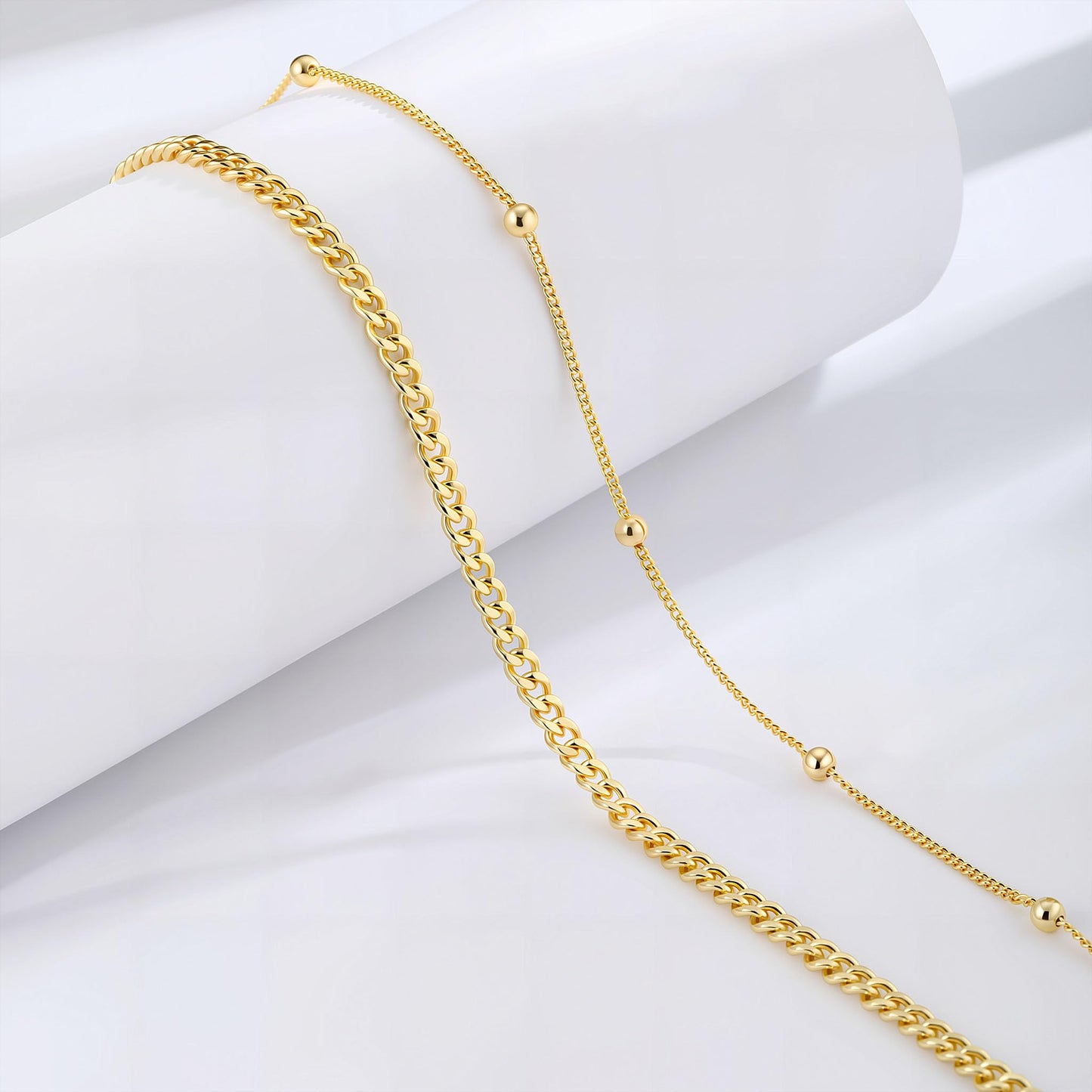 Sargetou Gold Waist Chain for Women Waterproof,14k Gold Plated Beaded Cuban Body Jewelry Chains Sexy Bikini 2PCS Belly Belt Beach Summer Gift Adjustable 26.5-33Inch
