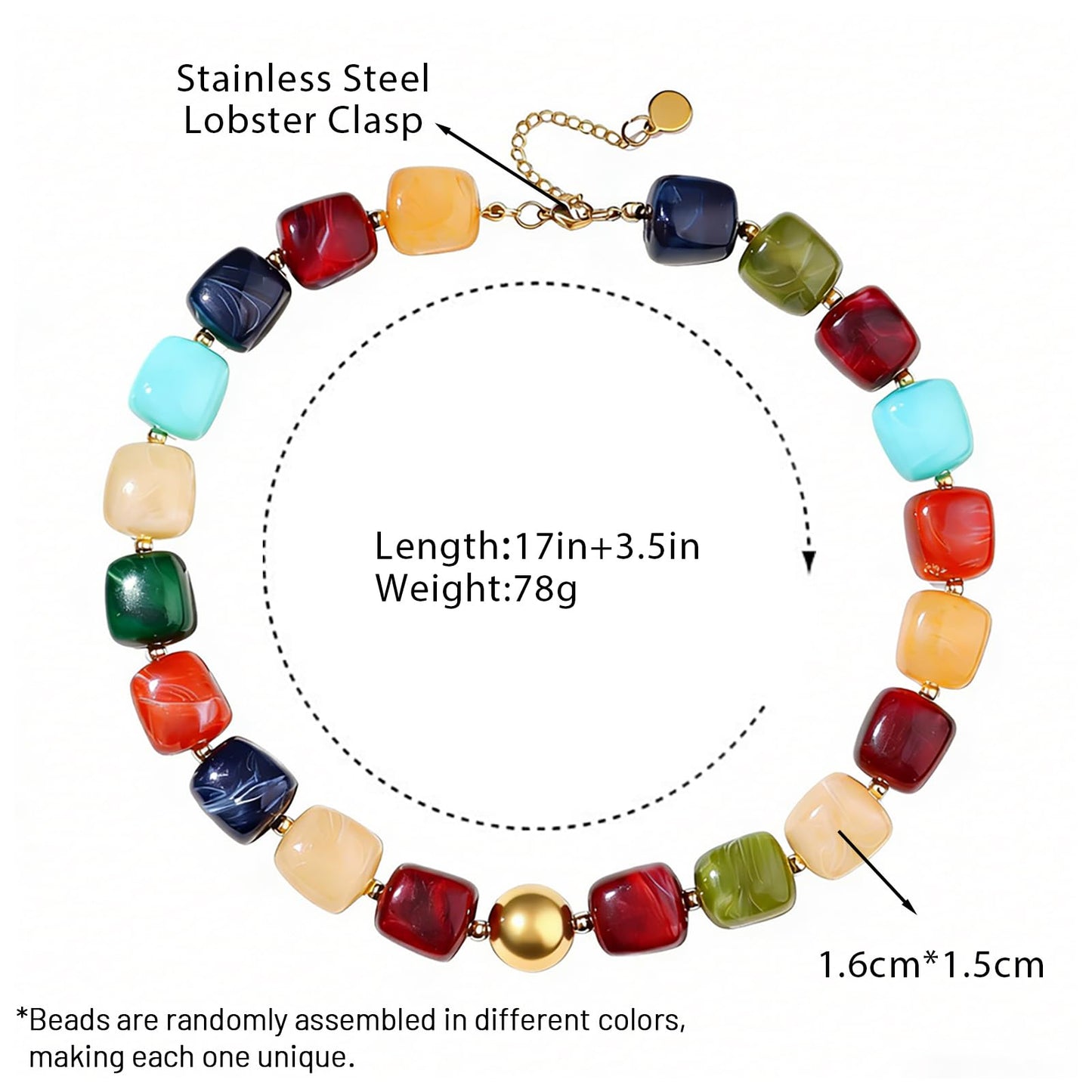 joymiao Beaded Necklaces for Women Trendy Statement Necklace Chunky Big Colorful Beaded Necklace Summer Necklaces Beach Boho Jewelry