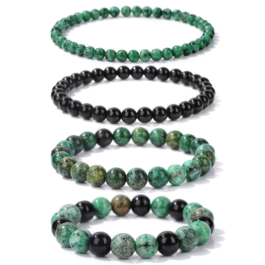 Vinswet 4pcs Beaded Bracelets for Women,Natural Healing Crystal Gemstones Bracelet,Anxiety Stress Relief Bracelet Handmade purple Jewelry Gifts for Women, 7.48in, Stone, no gemstone