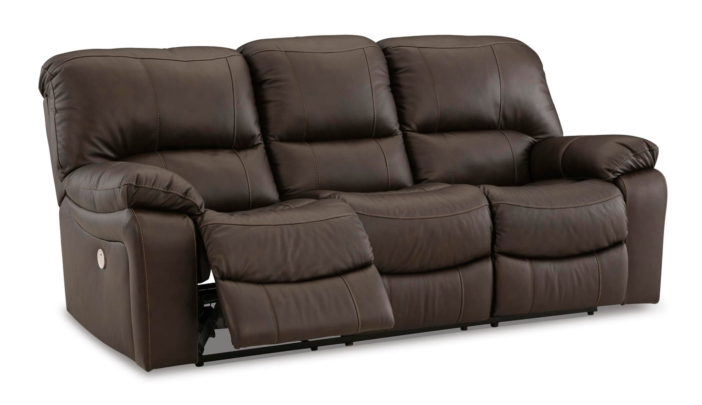Signature Design by Ashley Leesworth Power Reclining Sofa, Leather and Faux Leather One-Touch Power Recliner Couch with USB, Zero Wall Design, 88" Width Living Room Seating