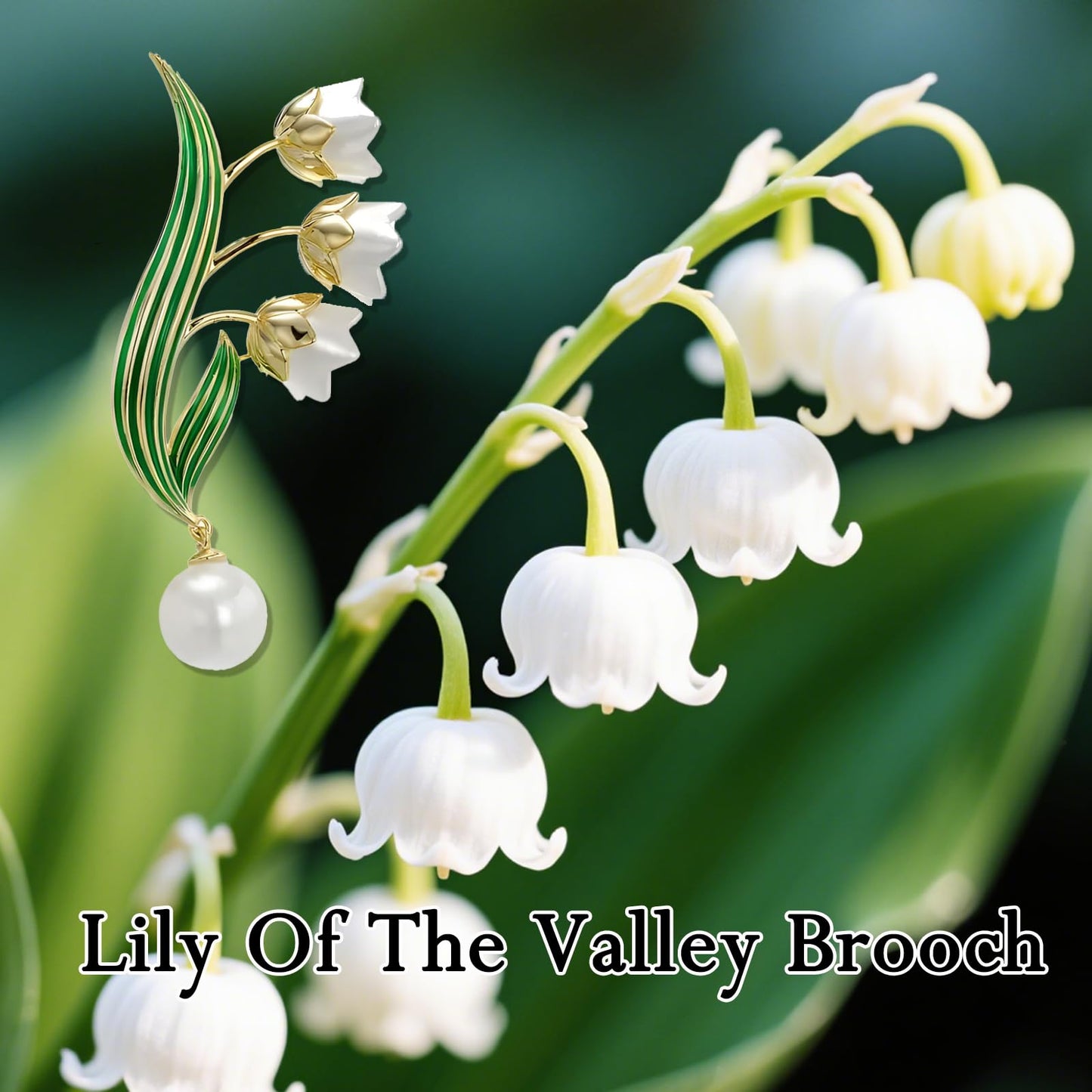 Pearl Lily of the Valley Brooch for Women Enameled Lily of the Valley Pin May Flower Jewelry for Mother's Day Birthday for Mother Wife Girlfriend