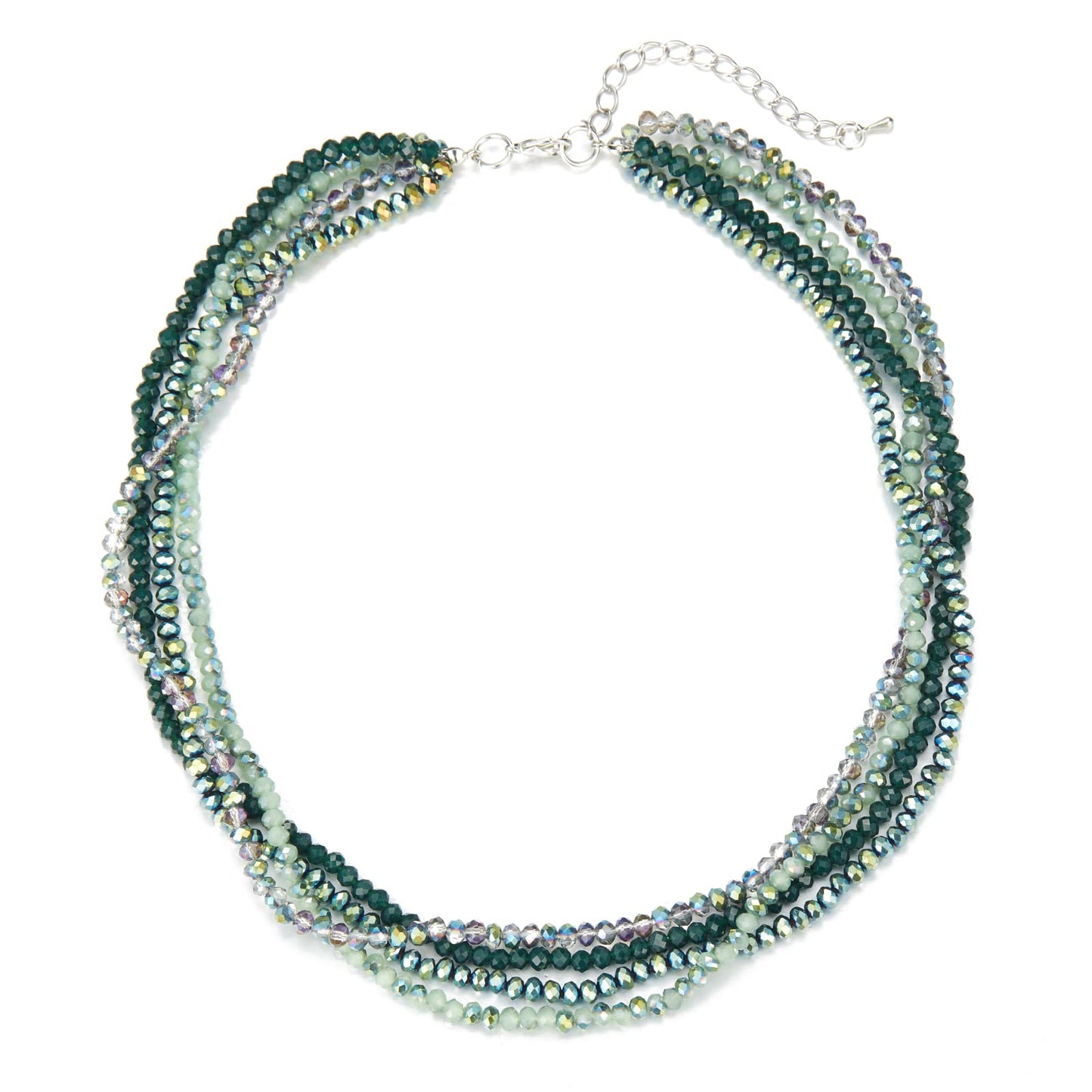 Noessla Multi-layer Crystals Beaded Choker Necklace for Women Colorful Boho Statement Necklace Trendy Costume Party Jewelry Mothers day Gifts for Mom(29-Green)