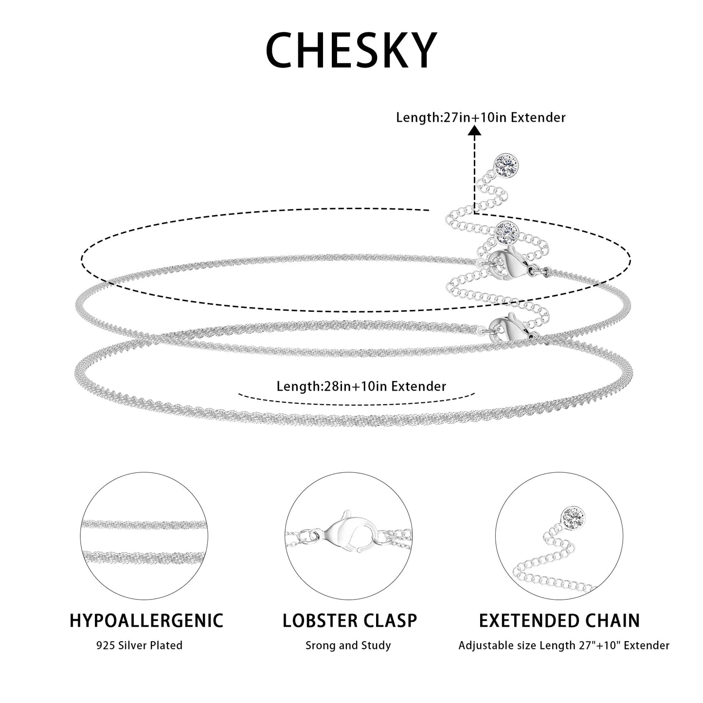 CHESKY Waist Chain for Women Trendy, Streling Silver Belly Chain Belt Adjustable Waterproof Beach Sparkle Chain Hypoallergenic Summer Body Chain Jewelry for Women Gifts