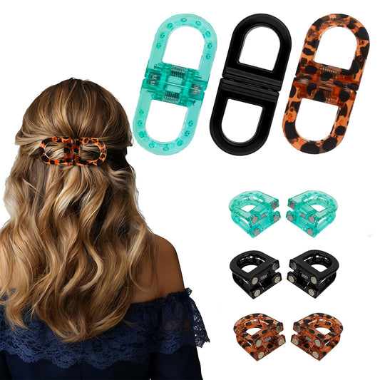 3 Pcs Magnetic Hair Clips for Women, Strong Hold No-Slip No Crease 2-in-1 Hair Styling Clips Gentle on All Hair Types for Easy Everyday Hairstyles