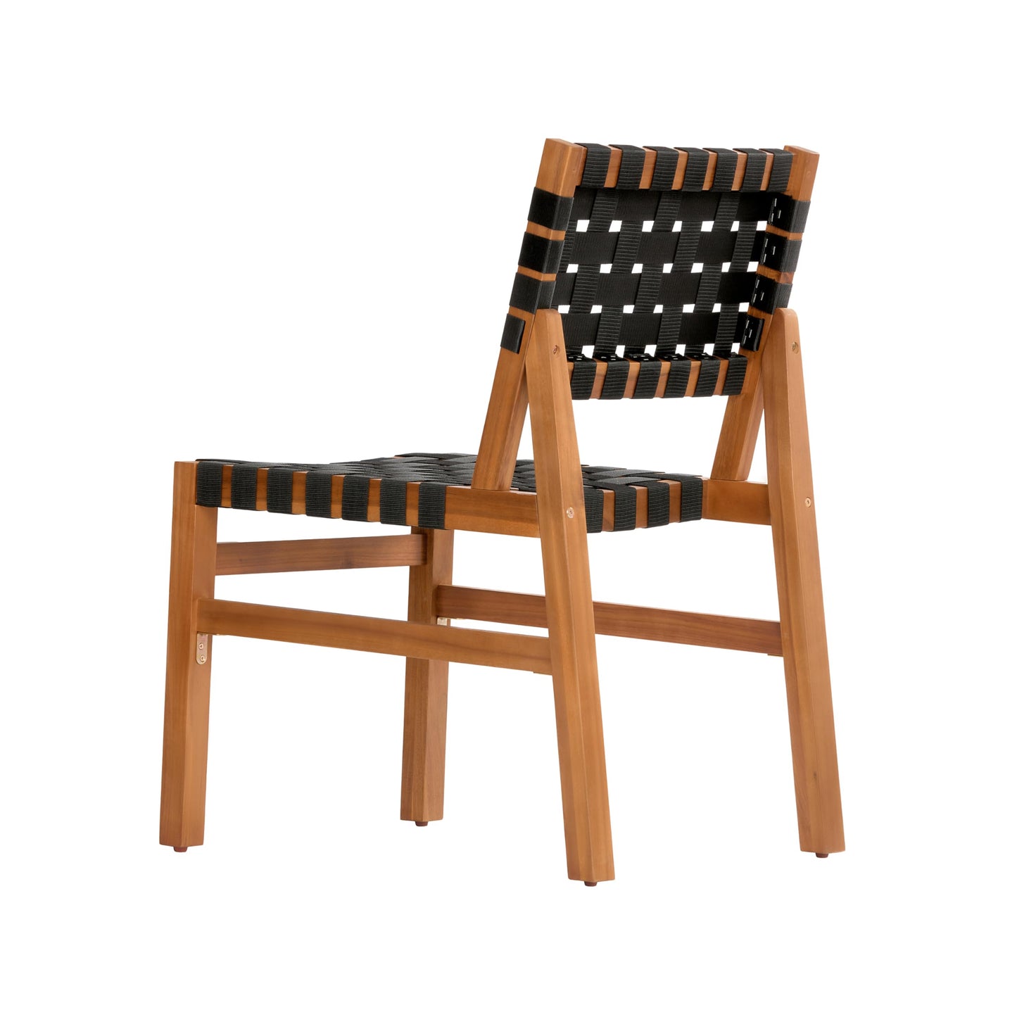 Christopher Knight Home Balew Acacia Wood Patio Dining Set for 4, Solid Wood Outdoor Dining Table Set for 4, 5 Piece Outdoor Dining Set with Rectangular Table and Woven Rope Accents, Teak+Black