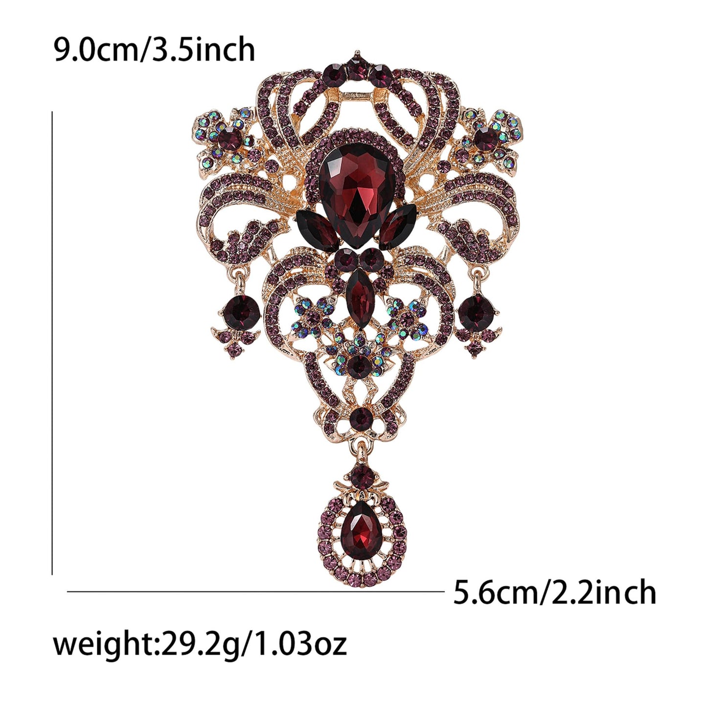 YOQUCOL Retro Purple Austrian Crystal Big Brooch Pin for Women Large Flower Shape Brooches Lapel Pins for Sweater,Coat Dress Accessories