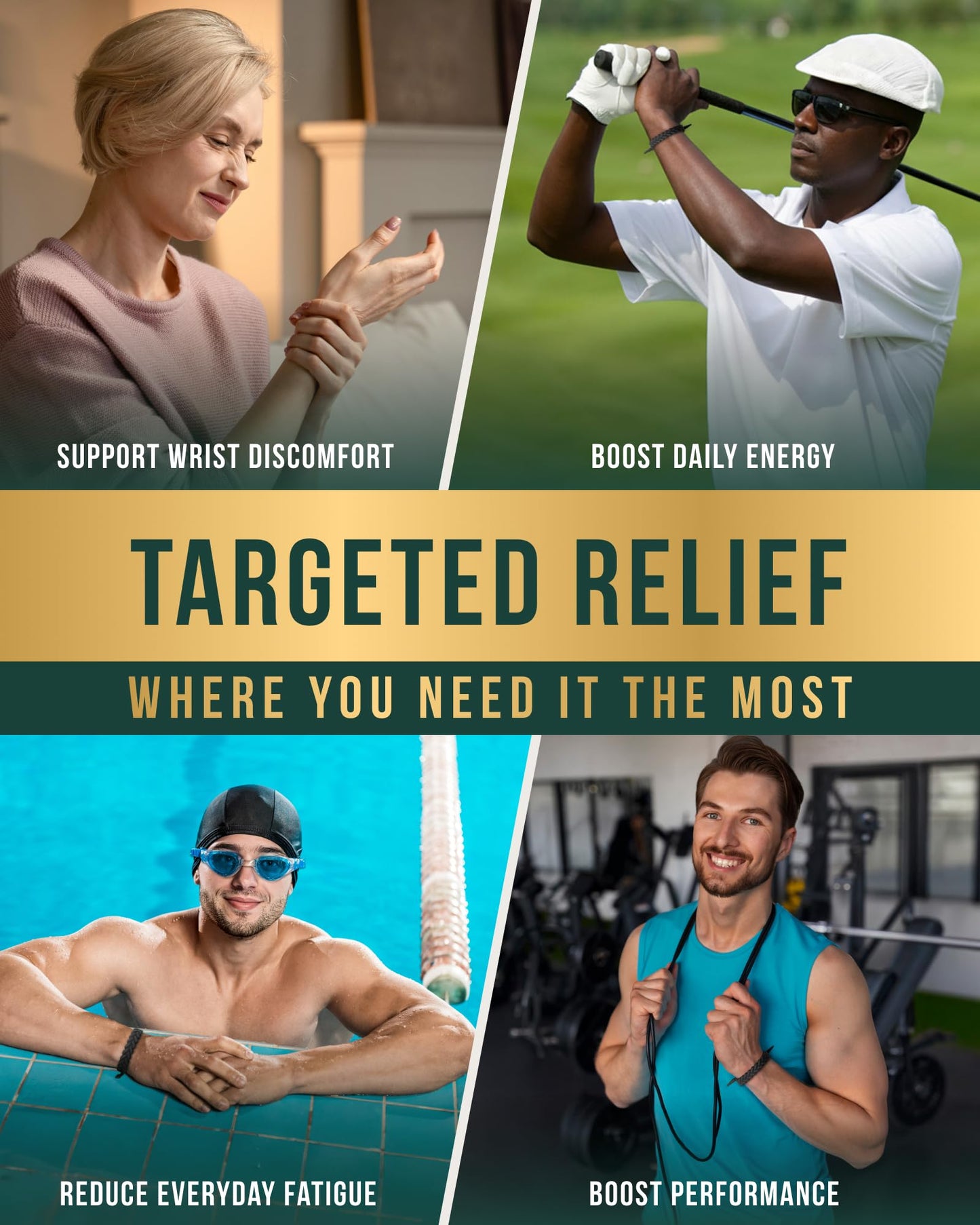 MagnetRX® Magnetic Sports Bracelet for Men – Ultra Strength Magnetic Balance Bracelet for Men & Women with Adjustable Clasp – Waterproof & Sweatproof Silicone Golf Bracelets for Everyday Wear