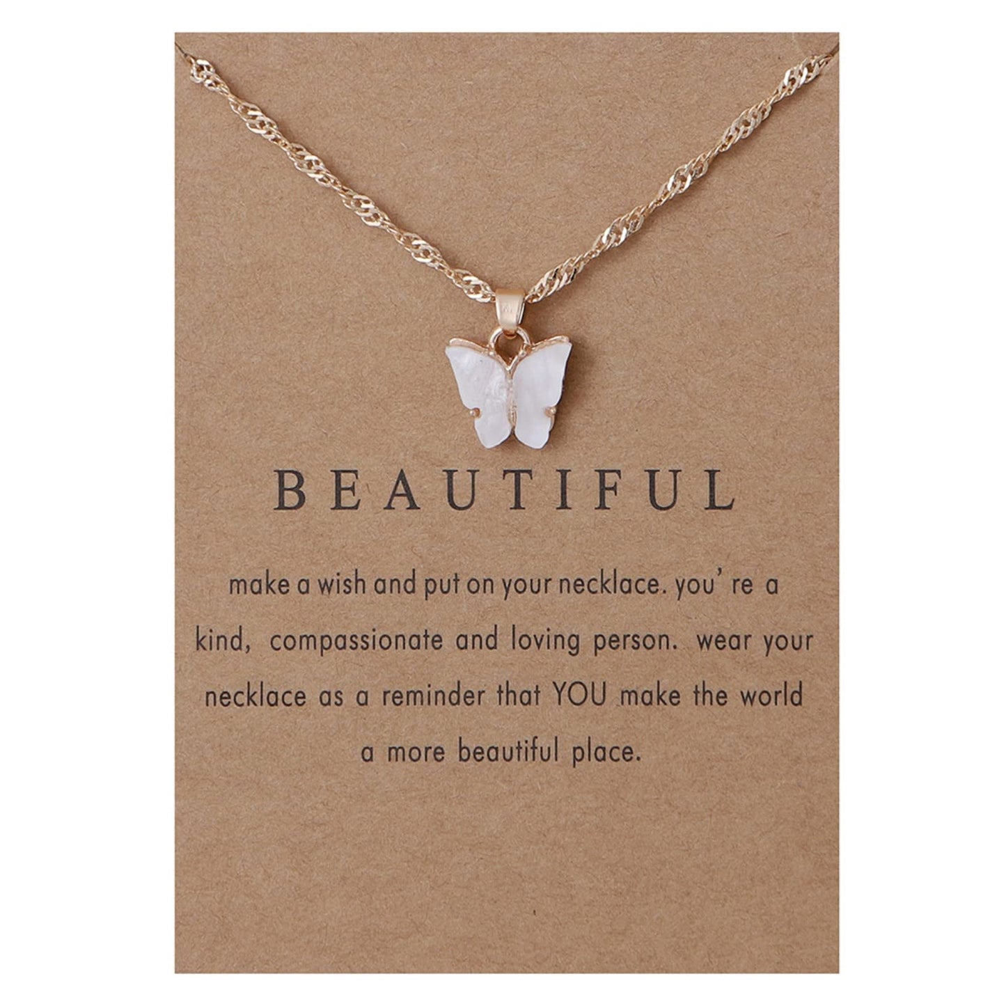 Rrdaily 9 Pcs Dainty Colorful Butterfly Pendant Necklace Set for Women,Bohemian Acrylic Butterfly Chain Necklace Cute Jewelry Gift (Style#B-gold card)