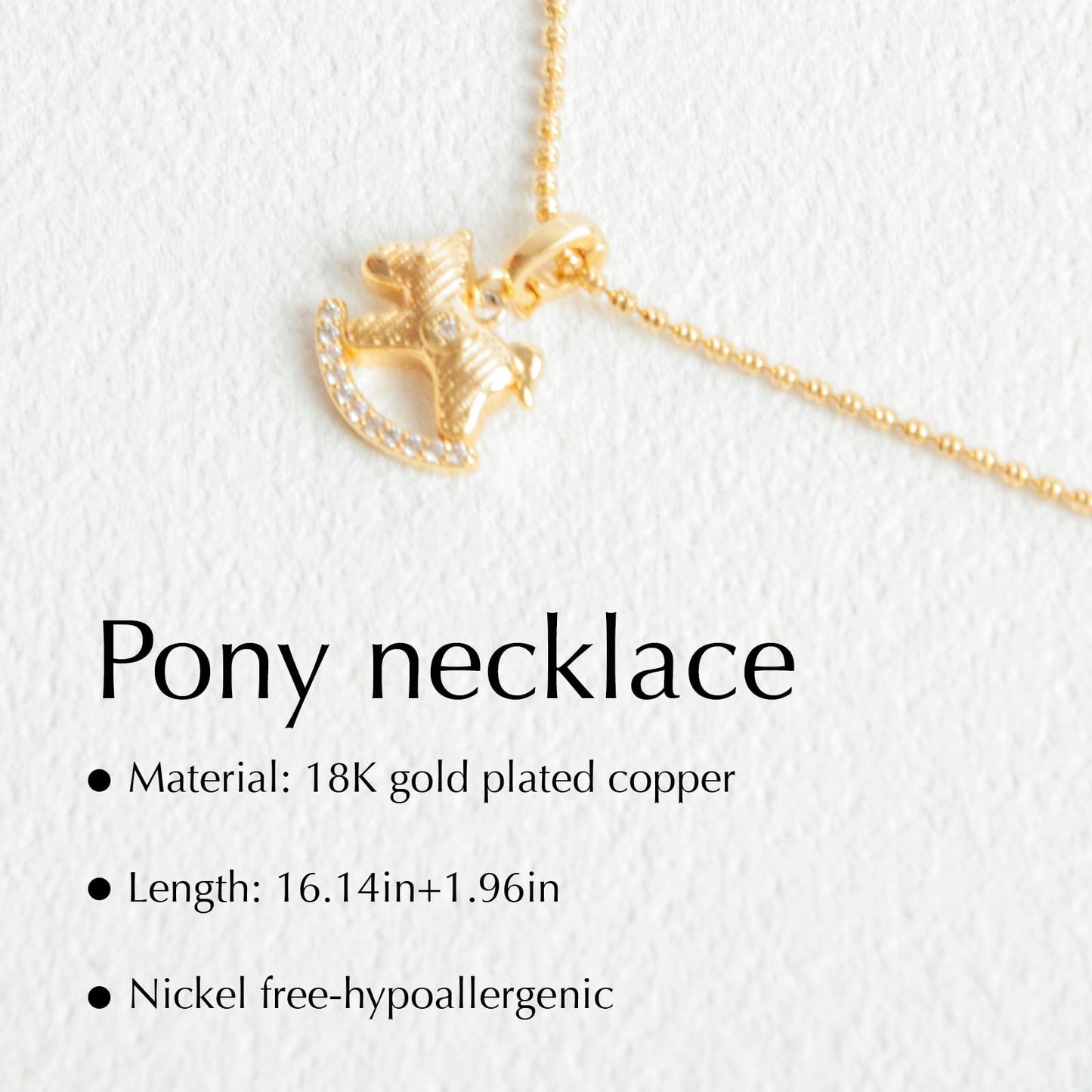 Tessalyn Gold Necklace for Women, 18K Gold Plated Horse Necklace, Dainty Horses Pendant, for Women Simple Jewelry
