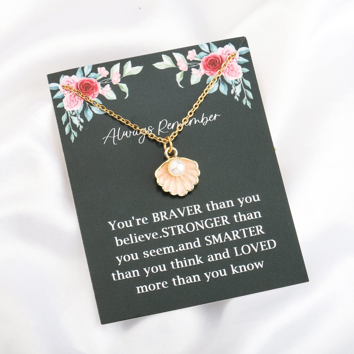 BNQL Seashell Pendant Necklace Beach Lover Gifts Scallop Necklace Enamel Blue Seashell Jewelry Gifts for Women