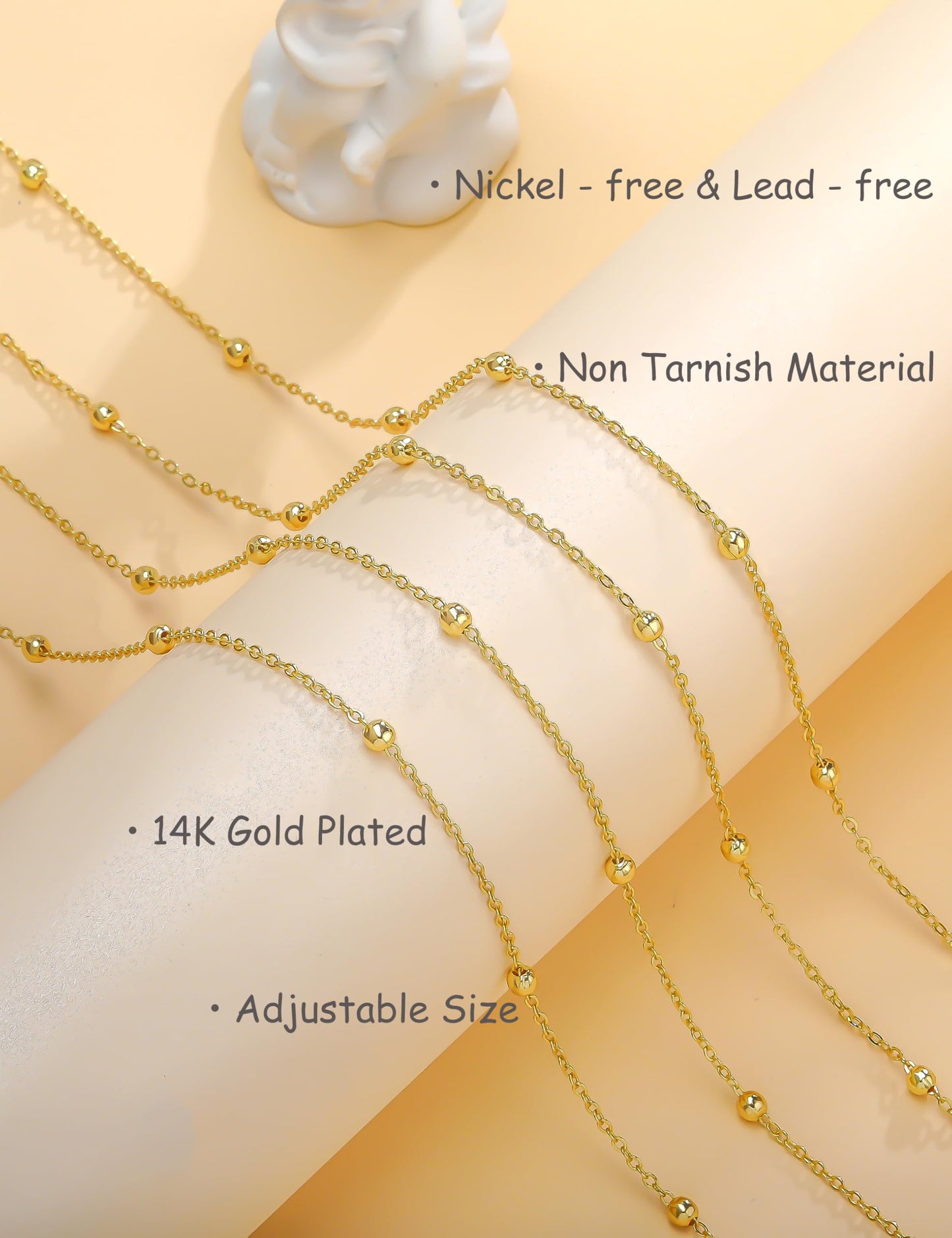 MOYAONE Waist Chain for Women 14K Gold Plated Waist Beads Belly Chain Dainty Layered Body Chain Belt Beach Jewelry for Women Sexy Waterproof Non Tarnish Adjustable Summer Jewelry Accessories