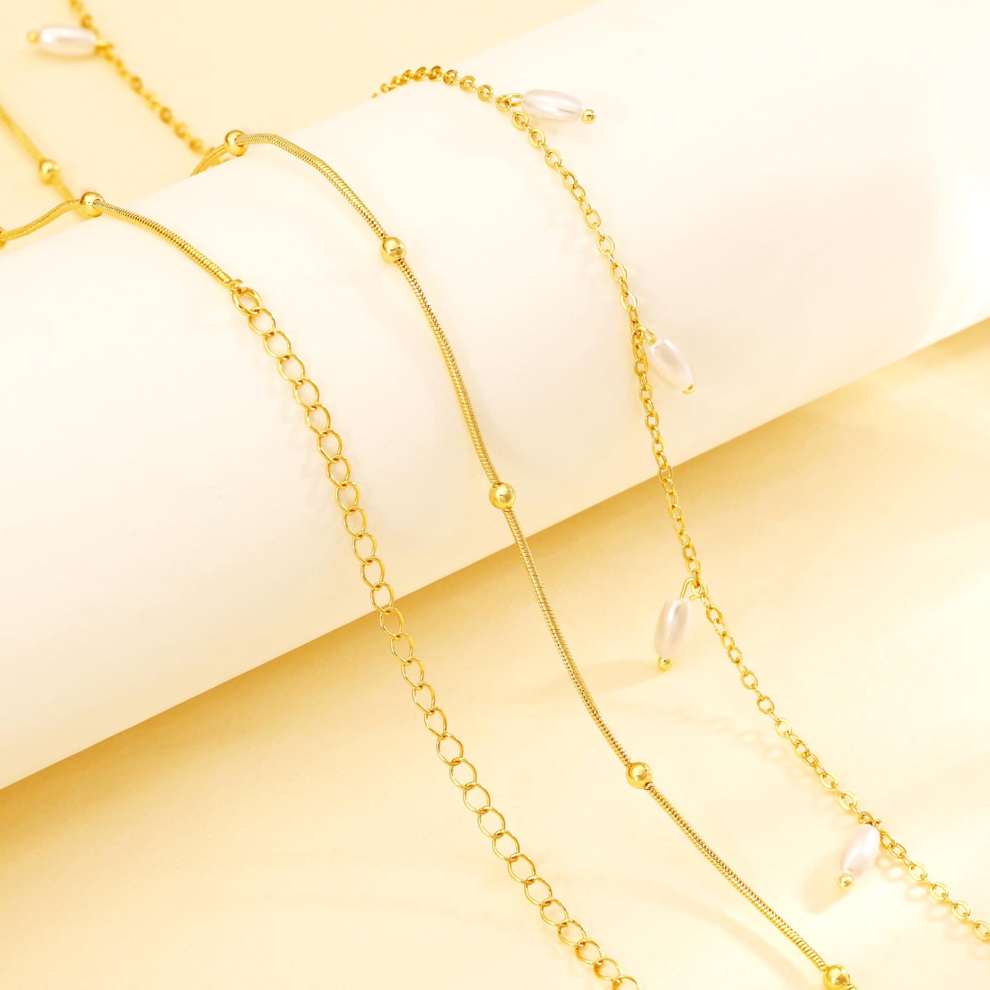 CHESKY Gold Waist Chains for Women, Dainty 14k Gold Plated 2Pcs Layered Belly Chain for The Waist Adjustable Waterproof Bikini Snake Chain Summer Non Tarnish Body Chian Jewelry Gifts for Women