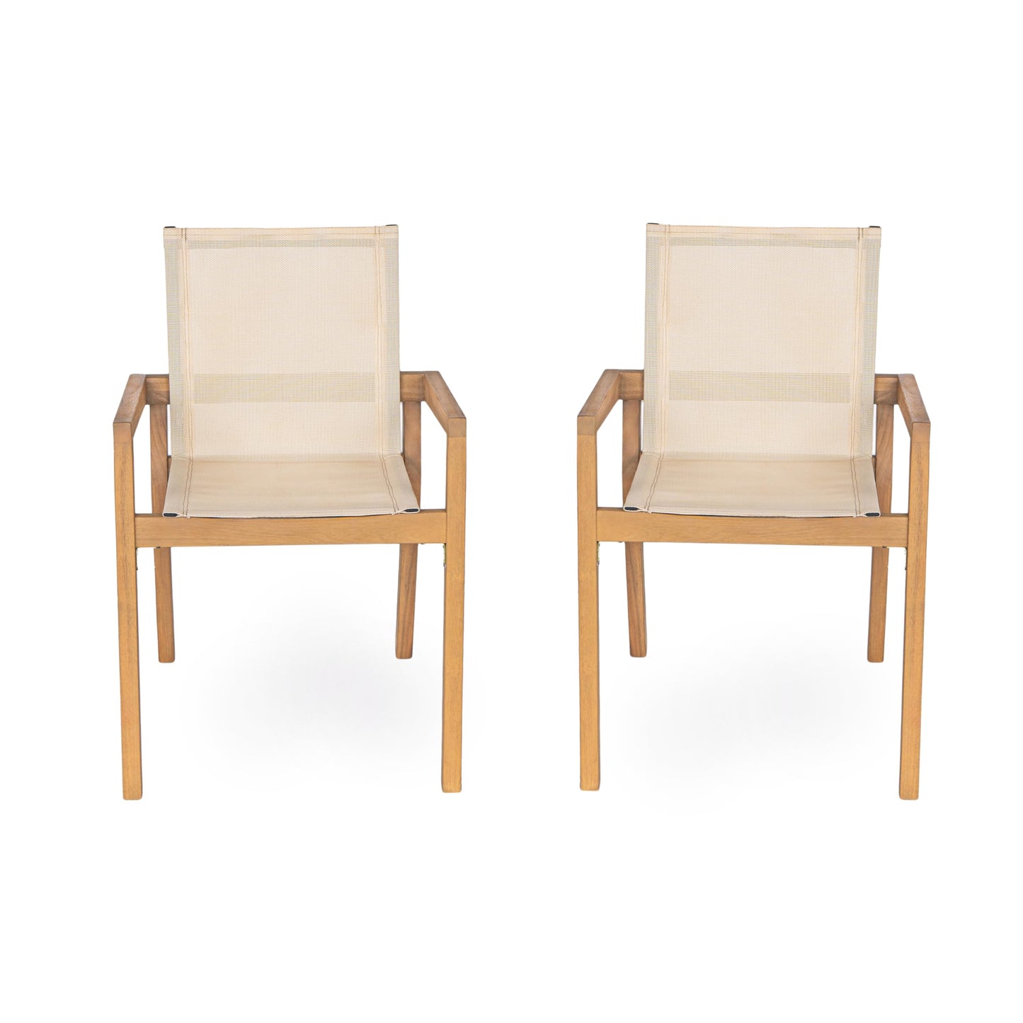 Christopher Knight Home Zion Acacia Wood Outdoor Dining Set for 6, 7 Piece Patio Dining Table and Chair Set, Wooden Outdoor Dining Armchair and Table Set, Teak+Beige