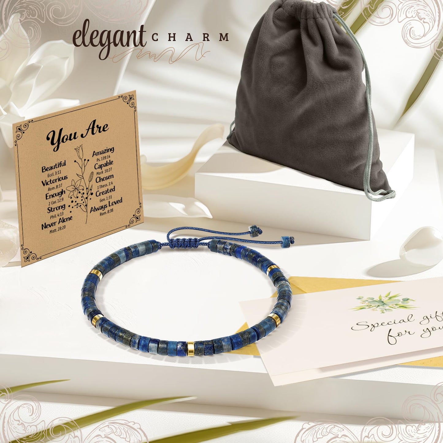 ZOKCC Inspirational Gifts Bracelets for Women Healing Natural Stone Bracelets - Get Well Soon Gifts for Women Sister Friend Bestie - Life is Tough But So are You Bracelet