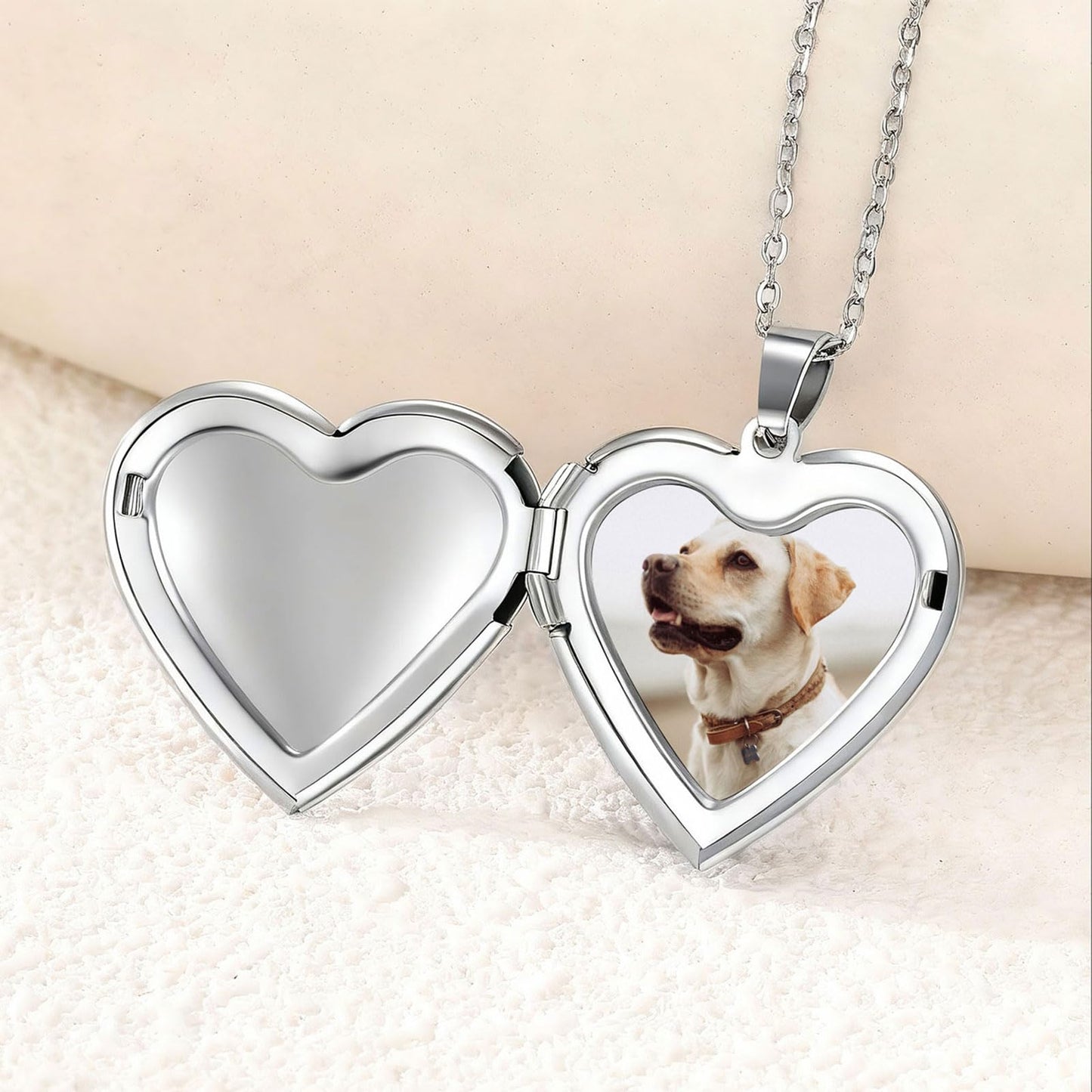 PHOCKSIN Dog Paw Silver Heart Lockets Customized Necklace with Text & Symblols Personalized Locket Necklaces that Holds Pictures Customized Gifts for Women