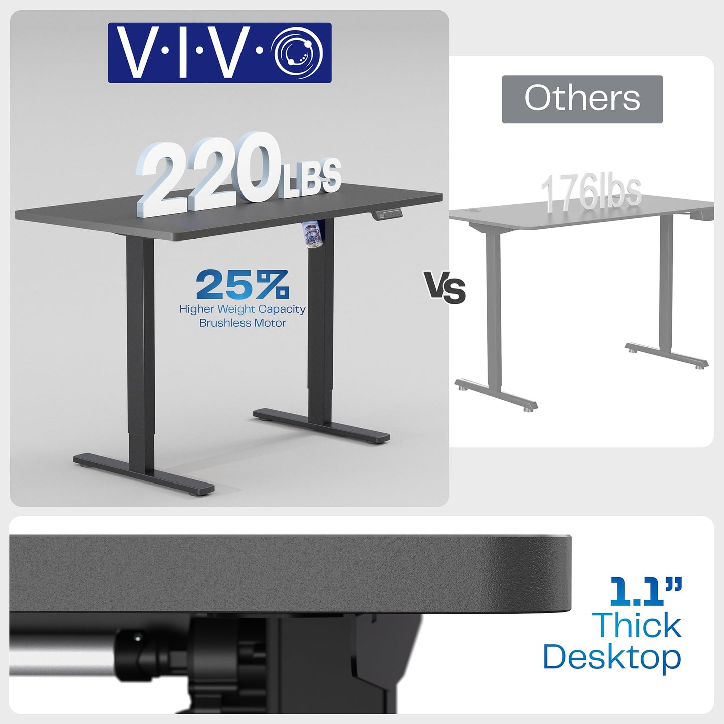 VIVO Electric 60 x 24 in Standing Desk, Memory Height Adjustment, 1B Series, Holds 220 lbs, One-Piece Light Wood Top, Gray Frame, DESK-KIT-1G6C