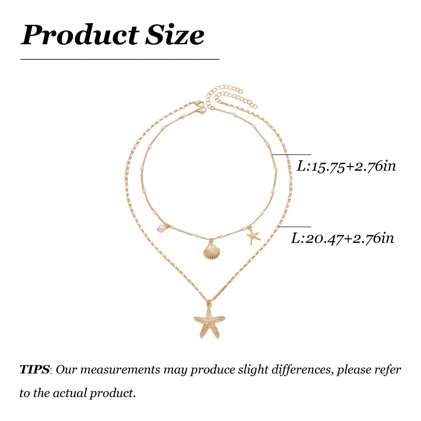 Beach Necklaces for Women Shell Starfish Necklace for Women Gold Plated Boho Layered Pendant Necklace with Pearl Conch Charm Dainty Summer Dress Beach Vacation Jewelry Gifts