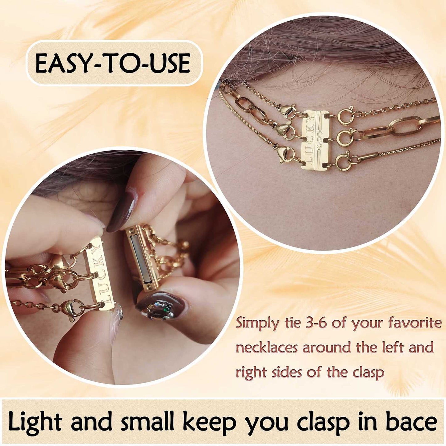 Qulltk Lucky Necklace Separator for Layering Strong Magnetic Clasps, 14K Gold and Silver Multiple Necklace Clasps for Layered Look