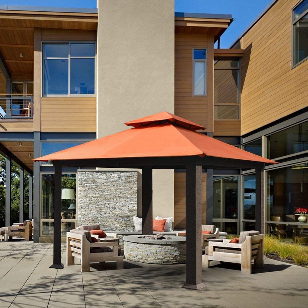 EliteShade USA 10-Year-Non-Fading 12x12ft Titan Patio Gazebo, Super Thick Sunbrella Fabric UPF 50+ UV Protection, Heavy Duty Commercial Rust-Proof Aluminum Frame, Windproof Vented Top Gazebo, Rust
