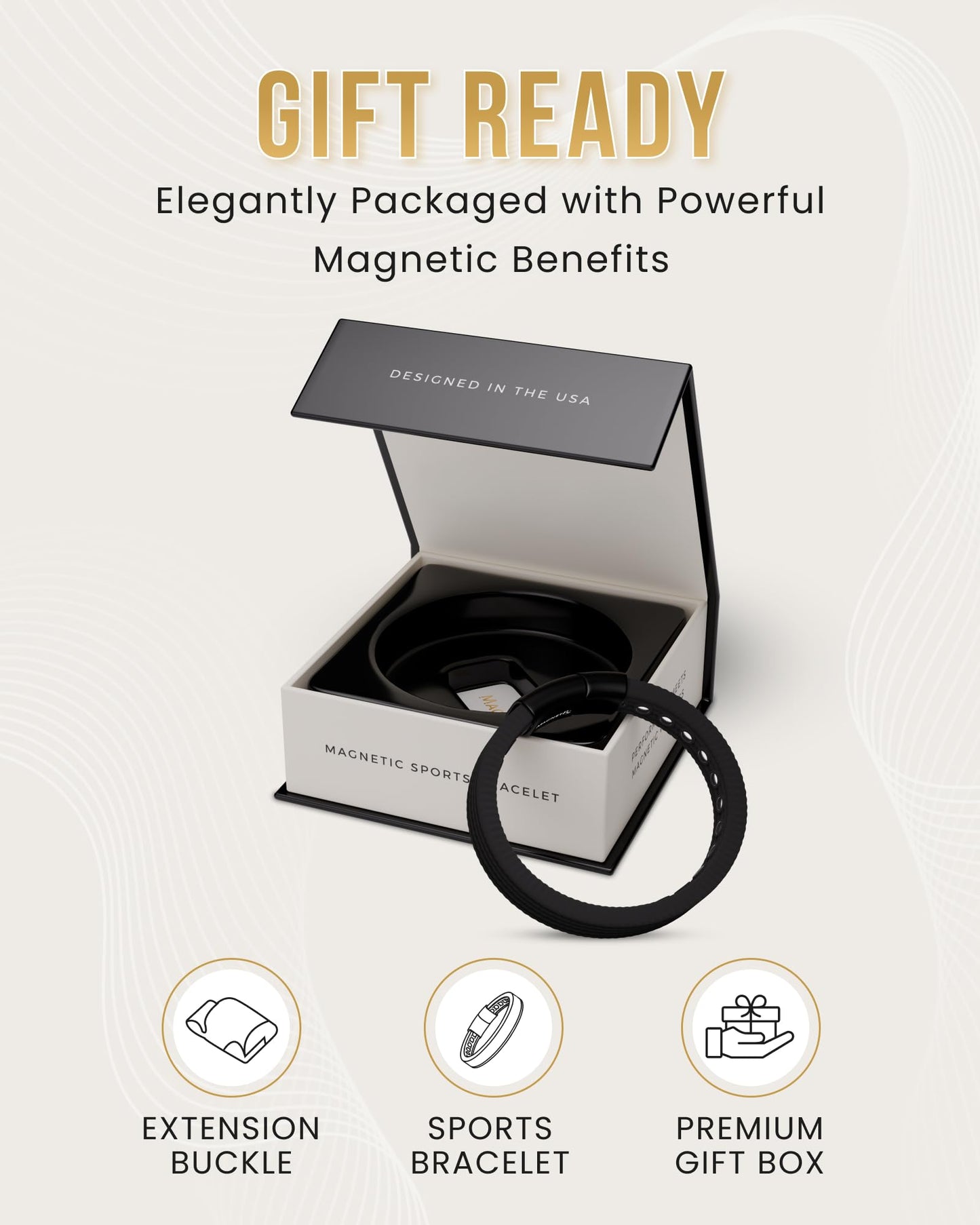 MagnetRX® Magnetic Sports Bracelet for Men – Ultra Strength Magnetic Balance Bracelet for Men & Women with Adjustable Clasp – Waterproof & Sweatproof Silicone Golf Bracelets for Everyday Wear
