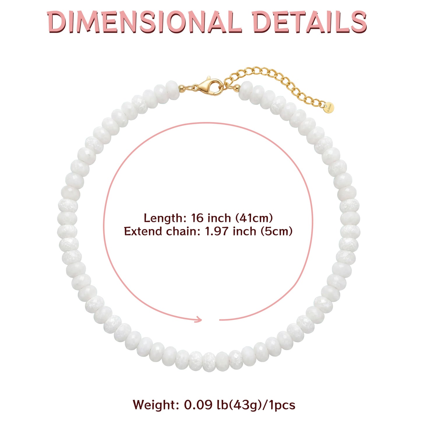 Badu White Gemstone Beaded Necklace for Women Natural Stone Bead Beach Choker Necklace Fashion Trendy Jewelry Gifts