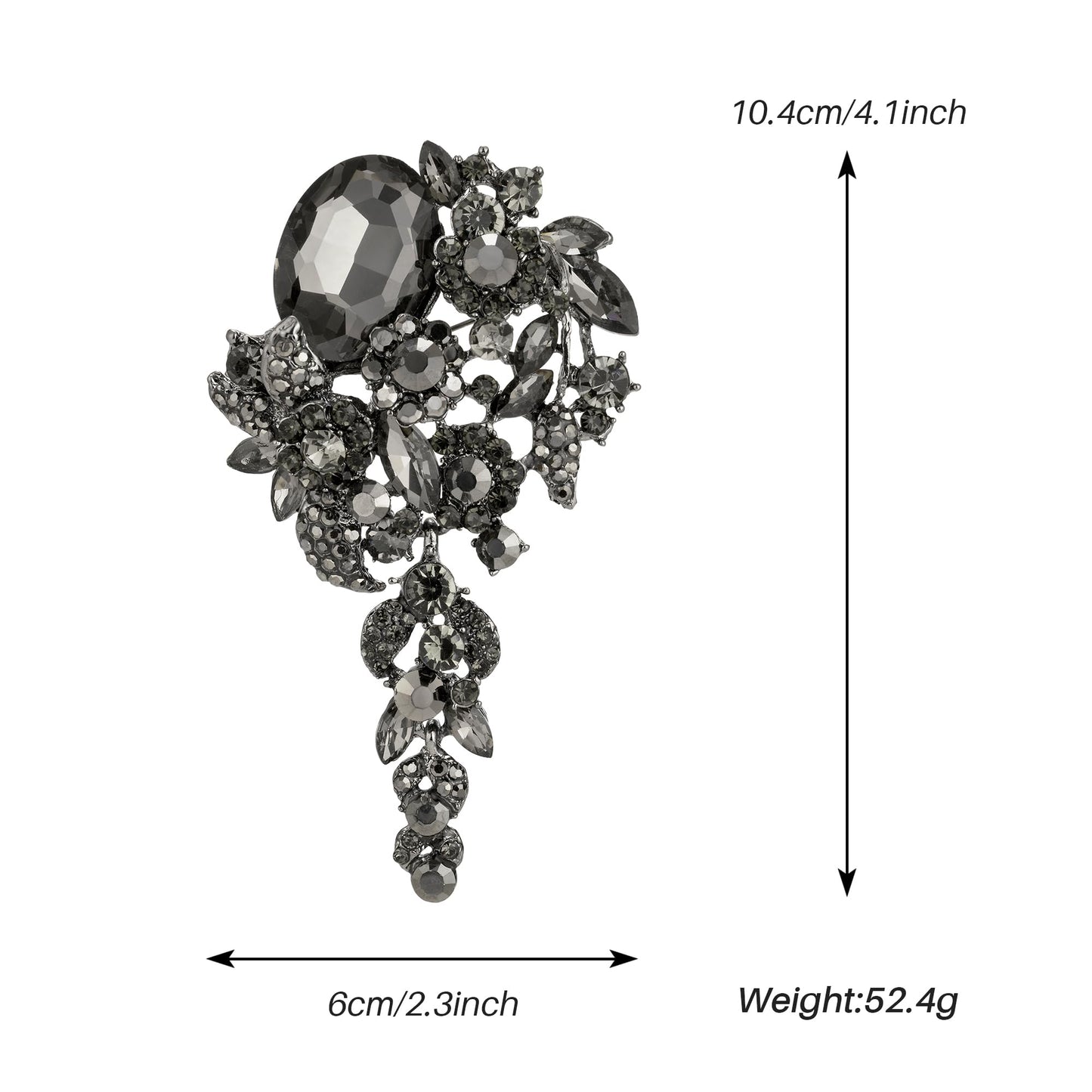 SELOVO Long Black Flower Brooch Pin for Women Wedding Party Brooch Pendant