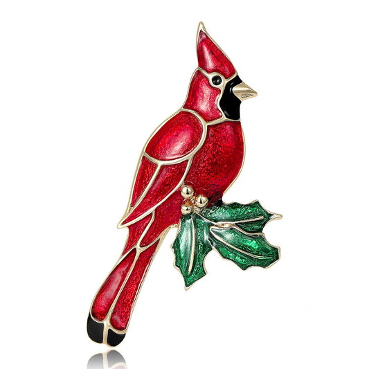 Red Cardinal Brooch for Women Enamel Red Cardinal Pin Bird Brooch Birthday Holiday Gift for Girlfriend Wife Mother