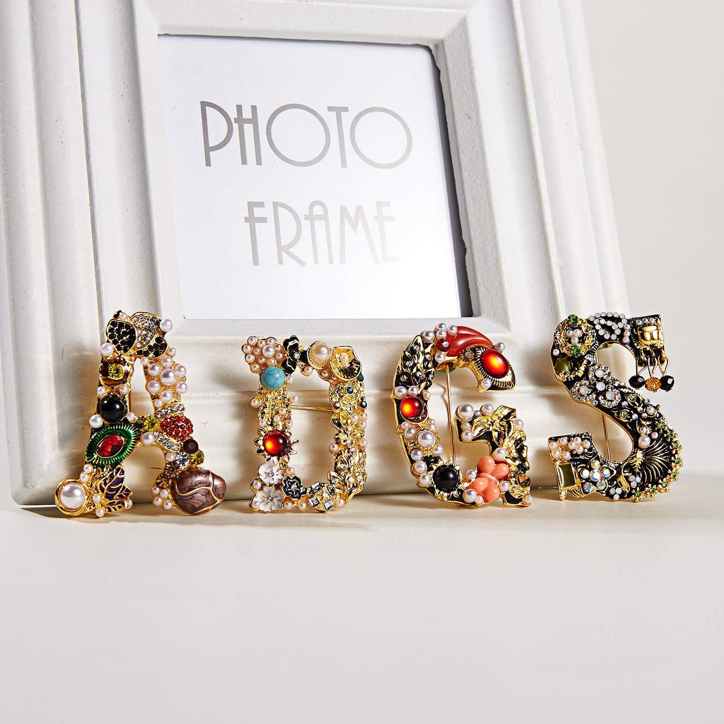 RINHOO Crystal Pearl Initial Brooch Gold Plated Enamel Colorful Letter Alphabet Breastpin Pin Jewelry for GIFTS (Letter -M)