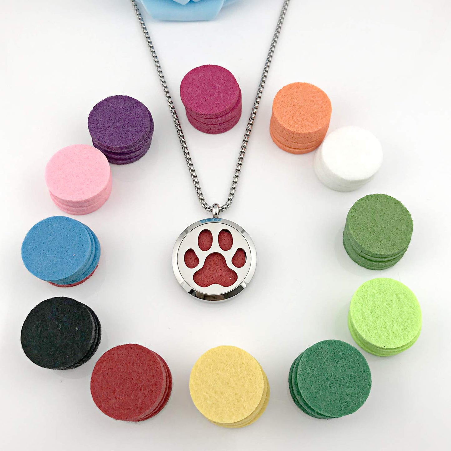 Essential Oil Necklace Diffuser Family Tree of Life Necklace Pendant Aromatherapy Locket Gifts (Dog Paw)