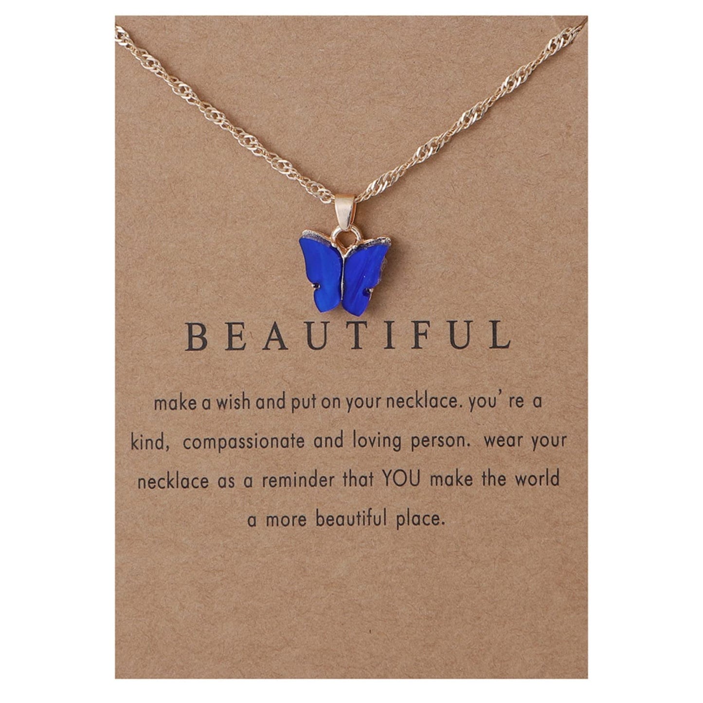 Rrdaily 9 Pcs Dainty Colorful Butterfly Pendant Necklace Set for Women,Bohemian Acrylic Butterfly Chain Necklace Cute Jewelry Gift (Style#B-gold card)