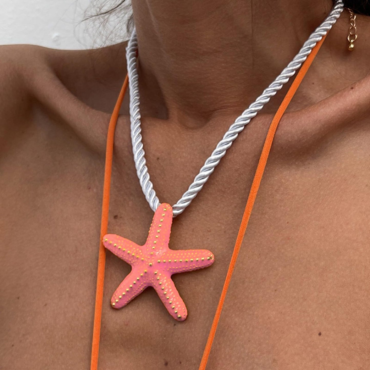 Nojess Starfish Necklace for Women Large Star Pendant Necklaces Beach Necklaces Statement Chunky Necklaces Summer Holiday Beach Party Jewelry (Pink Starfish Necklace)