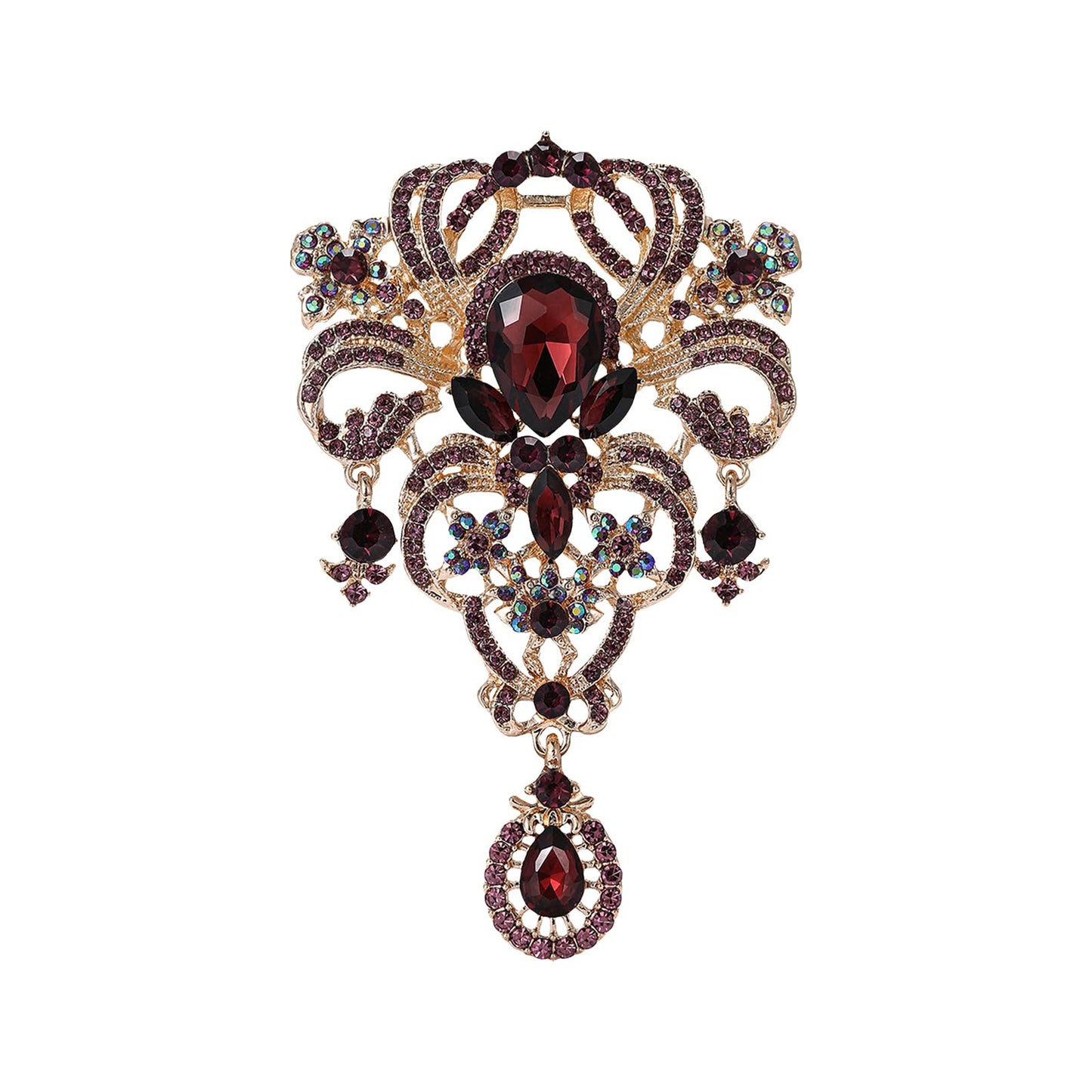 YOQUCOL Retro Purple Austrian Crystal Big Brooch Pin for Women Large Flower Shape Brooches Lapel Pins for Sweater,Coat Dress Accessories
