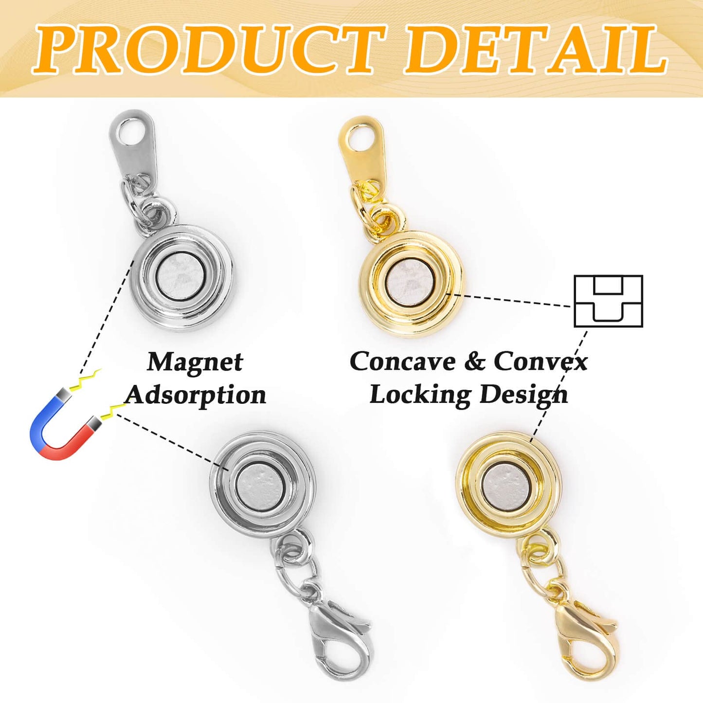 Paxcoo 15Pcs Locking Magnetic Jewelry Clasps and Closures, Necklace Extender and Helper for Necklaces, Bracelets and Jewelry