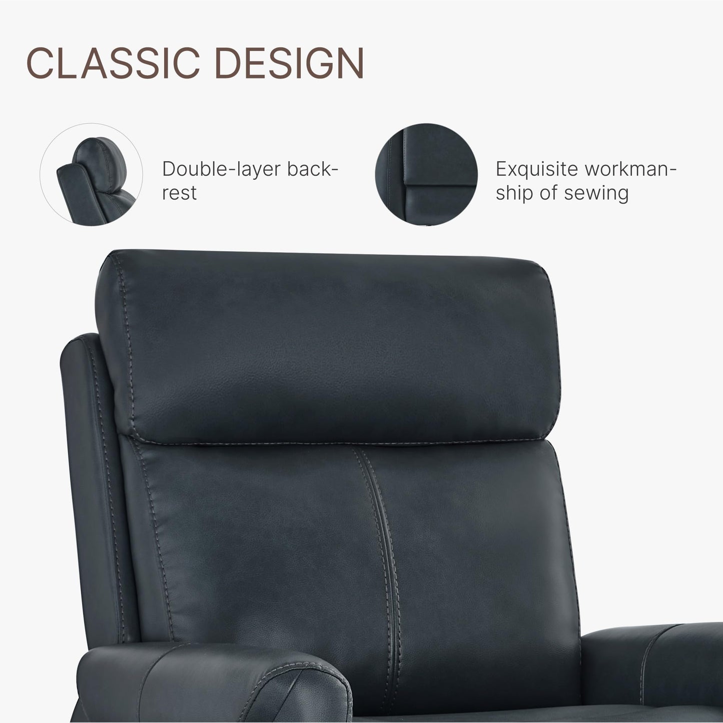 KISLOT Leather Recliner Chair for Adults Wall Hugger RV Recliner with USB Charging Ports Electric Power Reclining Sofa for Living Room Home Theater Seating Bedroom