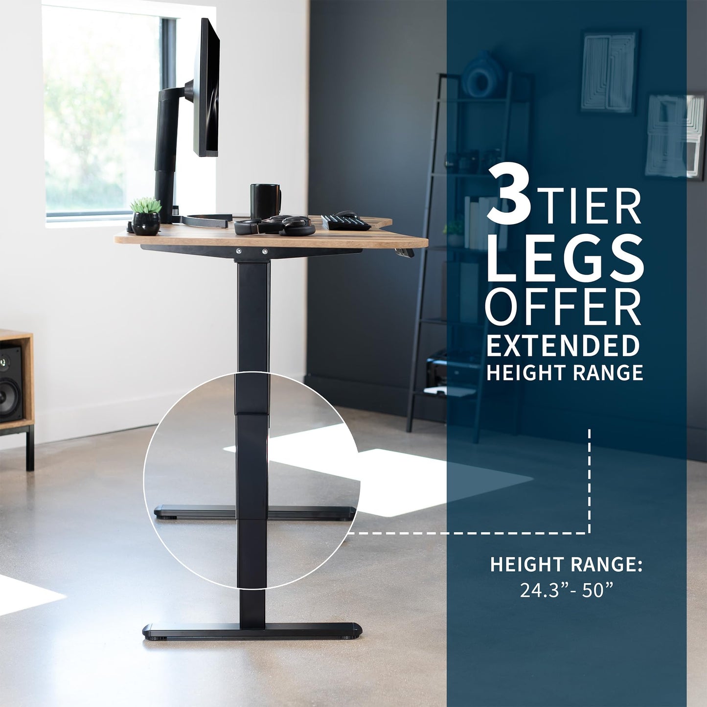VIVO Electric 63 x 32 in Dual Motor Standing Desk, Memory Height Adjustment, 2B Series, Reclaimed Wood Top Black Frame, DESK-KIT-2B1P