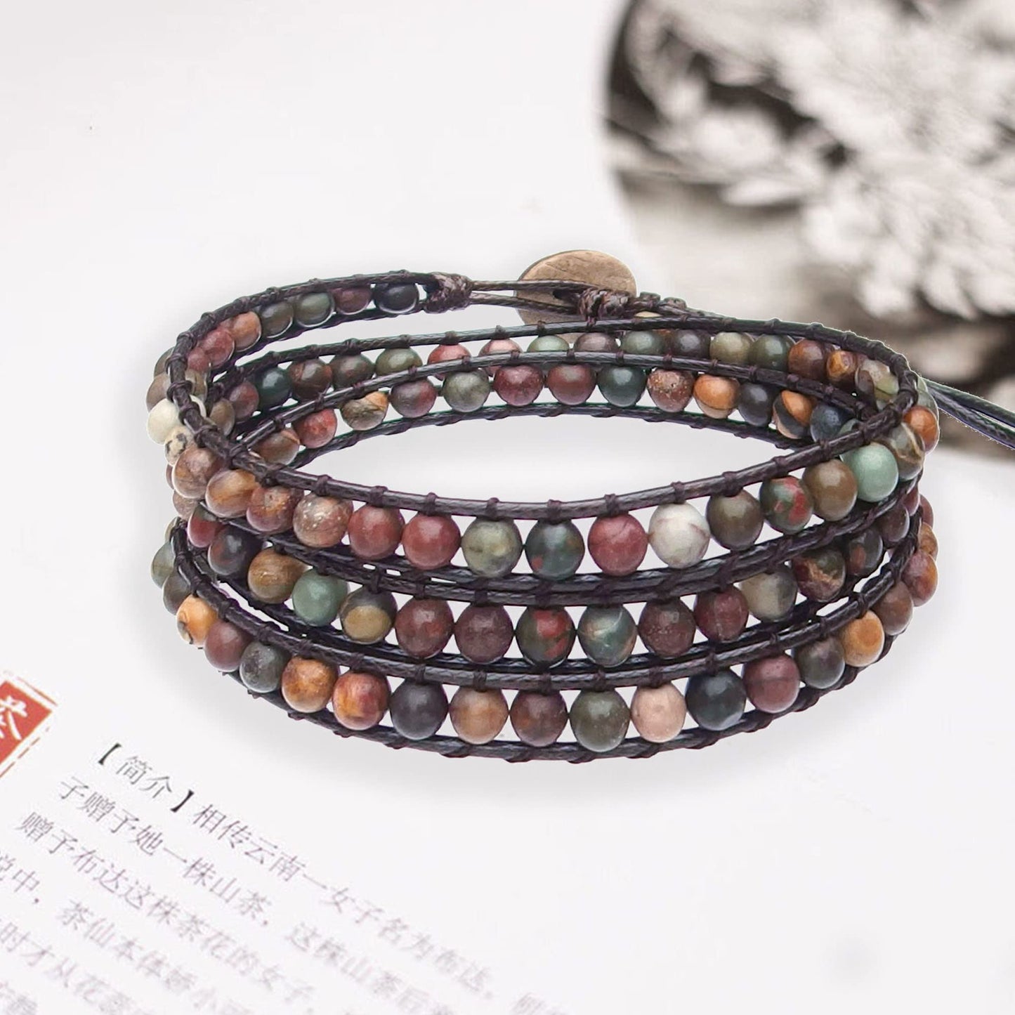 Ayriwoyi Wrap Bracelet for Women Colorful Beaded Wrap Bracelet for Women Natural Stone Adjustable Bohemian Bracelet Handmade